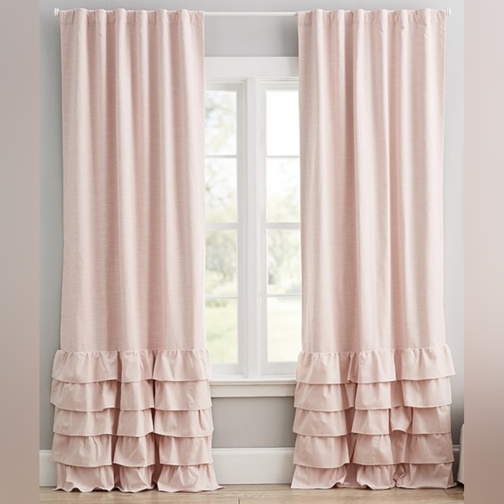 Pottery Barn Kids Pink Ruffled Curtains